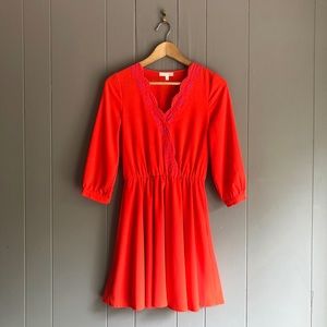 Gianni Bini Orange & Pink Embroidered Mini Dress